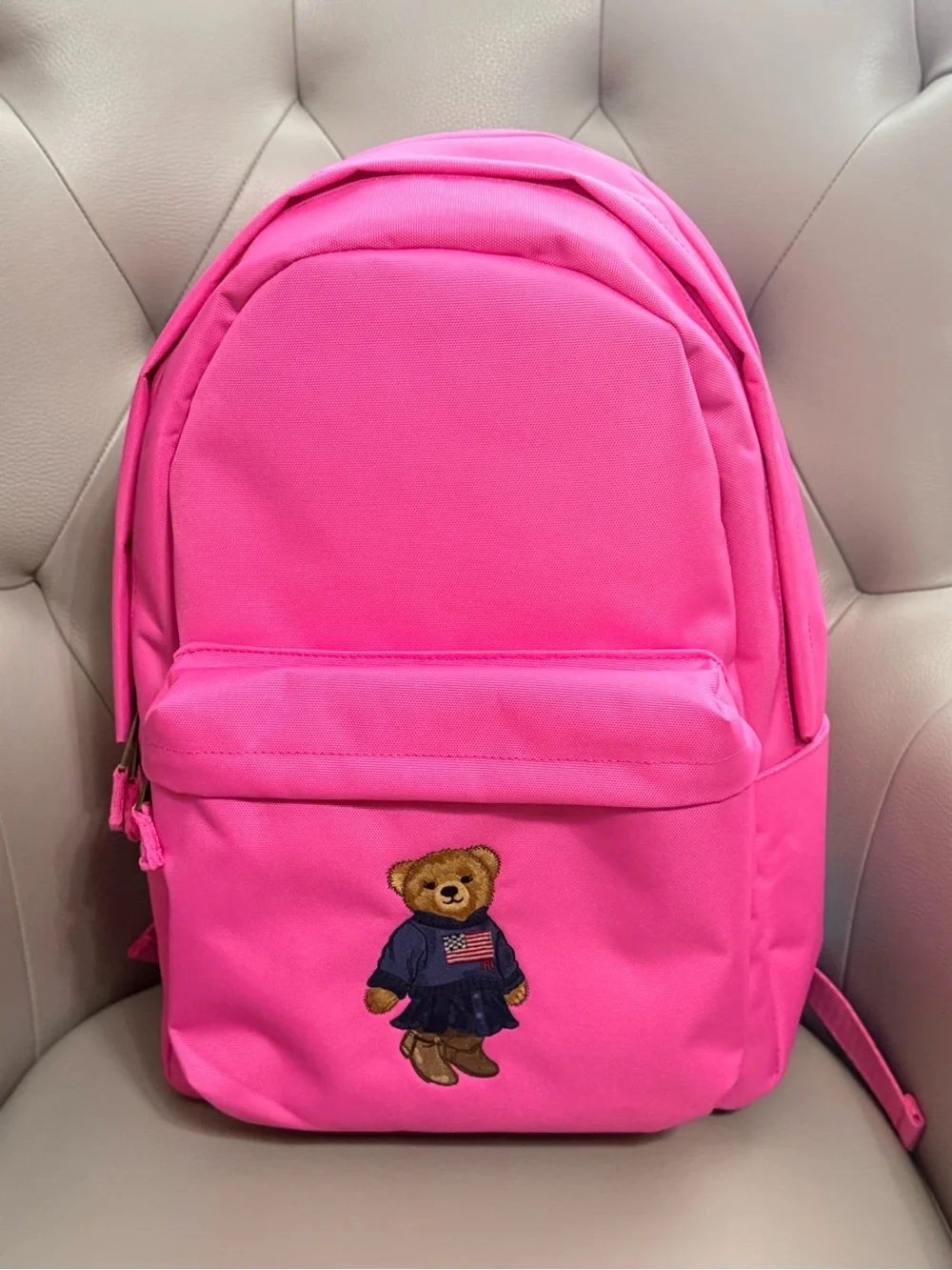 Polo Ralph Lauren Bear Baja Pink School College Travel Bagpack 17.75”H